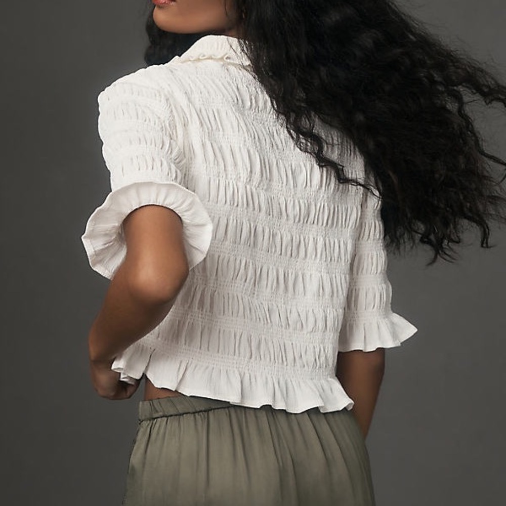 Maeve Smocked Button-Front Top - Picture 3 of 8